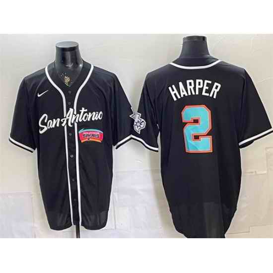Men San Antonio Spurs  2 Dylan Harper Black Stitched Baseball Jersey