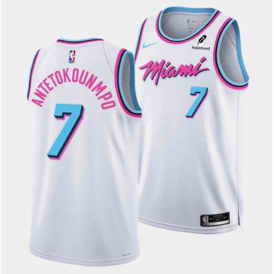 Men Miami Heat  7 Giannis Antetokounmpo White 2026 Original Vice Swingman Stitched Basketball Jersey