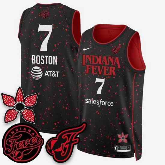 Women Indiana Fever Aliyah Boston #7 Black Stitched Basketball WNBA Jersey