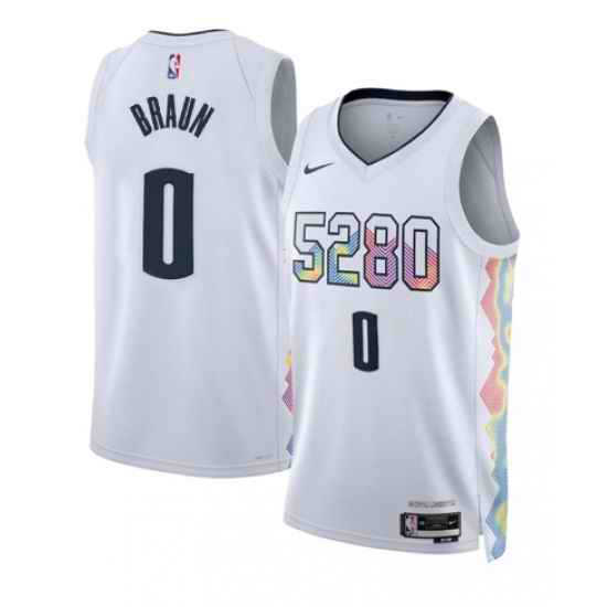 Men Denver Nuggets  0 Christian Braun White 2024 25 City Edition Stitched Basketball Jersey