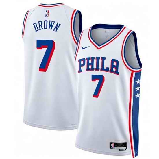Men Philadelphia 76ers Jaylen Brown #7 White Edition Stitched Stitched Jersey