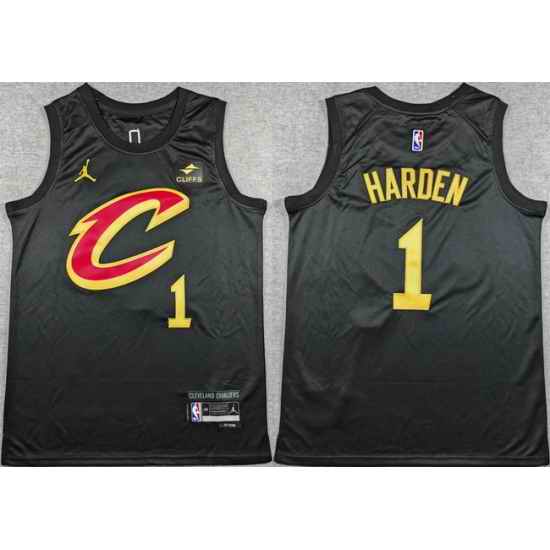 Men Cleveland Cavaliers  1 James Harden Black 2026 Statement Edition Stitched Jersey