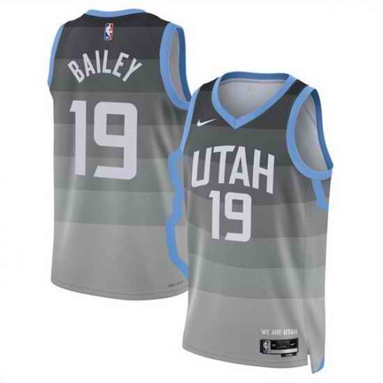Men Utah Jazz 19 Ace Bailey Grey 2025 26 City Edition Stitched Basketball Jersey