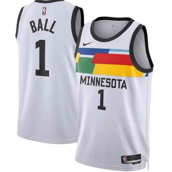 Men Minnesota Timberwolves LaMelo Ball #1 White Stitched NBA Jersey