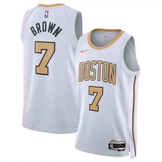 Men Boston Celtics 7 Jaylen Brown White 2025 26 City Edition Stitched Basketball Jersey