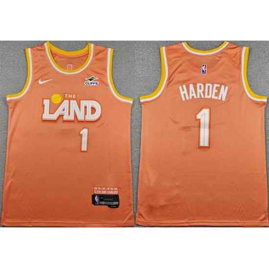 Men Cleveland Cavaliers  1 James Harden Orange 2025 26 City Edition Stitched Jersey