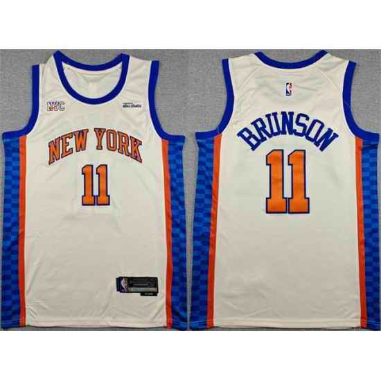 Men New Yok Knicks  11 Jalen Brunson Cream 2025 26 City Edition Stitched Basketball Jersey
