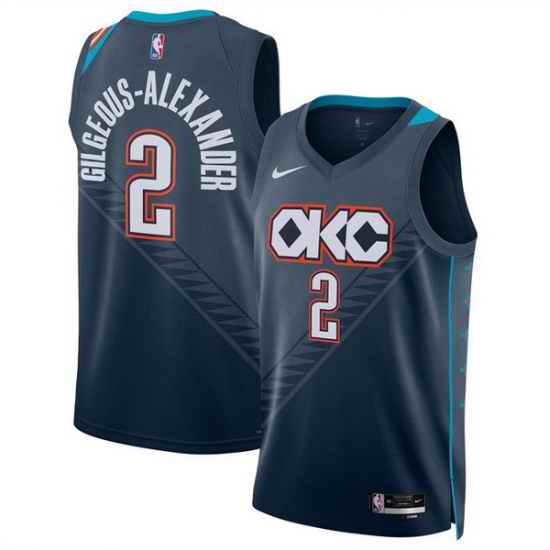 Men Oklahoma City Thunder 2 Shai Gilgeous Alexander Navy 2025 26 City Edition Stitched Basketball Jersey
