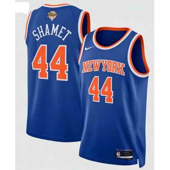 Men New Yok Knicks  44 Landry Shamet Blue 2026 Finals Patch Icon Edition Stitched Basketball Jersey