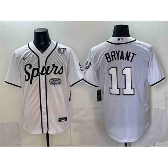 Men San Antonio Spurs  11 Carter Bryant White USA 250  Patch Stitched Baseball Jersey