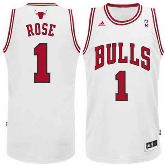 Men Chicago Bulls 1 Derrick Rose White Stitched Home White NBA Jersey