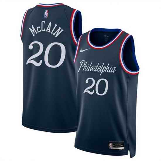Men Philadelphia 76ers 20 Jared McCain Navy 2025 26 City Edition Stitched Jersey