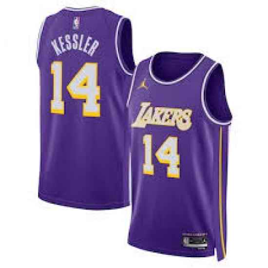 Mens Los Angeles Lakers #14 Walker Kessler Purple Stitched NBA Jersey