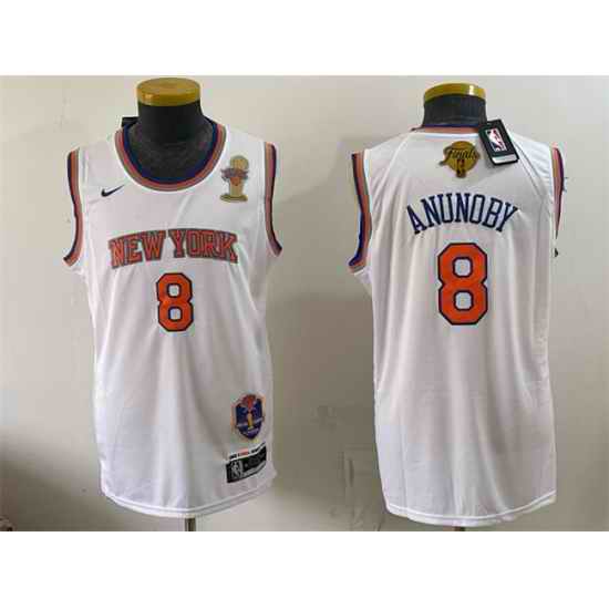 Men New Yok Knicks  8 OG Anunoby White 2026 Finals Champions Patch Stitched Jersey