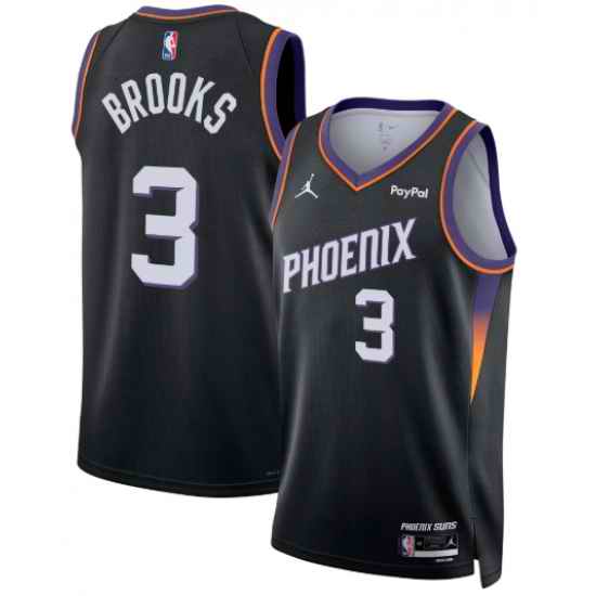 Men Jordan Brand Black Phoenix Suns Dillon Brooks #3 Swingman Badge Jersey Statement Edition