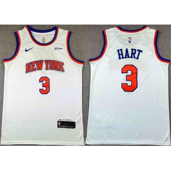 Men New Yok Knicks  3 Josh Hart White Association Edition Stitched Basketball Jersey