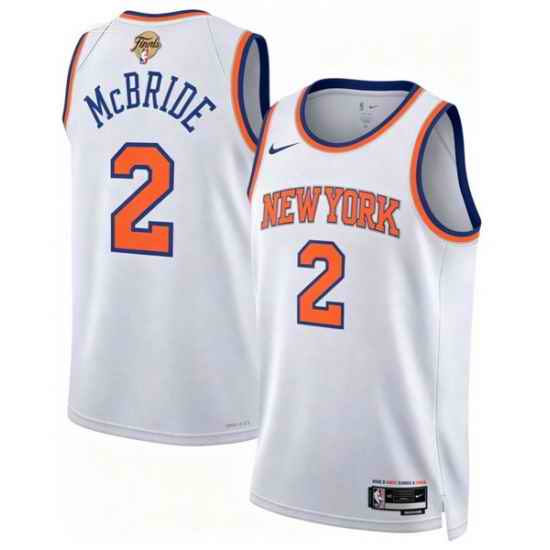 Men New Yok Knicks 2 Miles McBride White 2026 Finals Patch Icon Edition Stitched Basketball Jersey