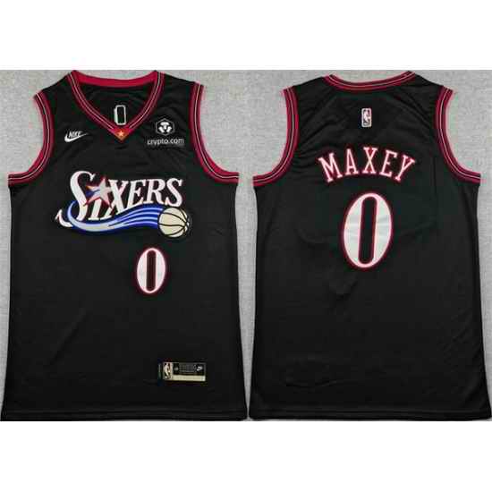 Men Philadelphia 76ers 0 Tyrese Maxey Black 2025 Classic Edition Stitched Stitched Jersey