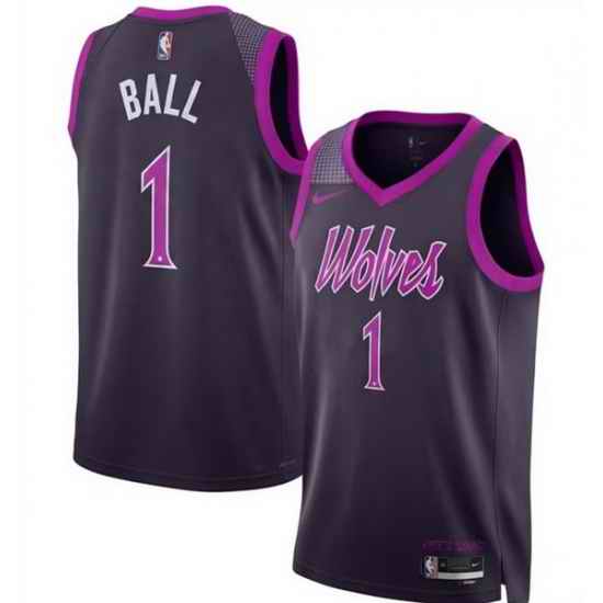 Men Minnesota Timberwolves  1 LaMelo Ball 2026 Purple City Edition Stitched Jersey