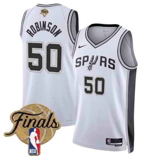 Men San Antonio Spurs  50 David Robinson White 2026 Finals Patch Association Edition Stitched Basketball Jersey