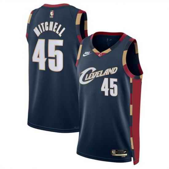 Men Cleveland Cavaliers 45 Donovan Mitchell Navy 2025 Classic Edition Stitched Jersey