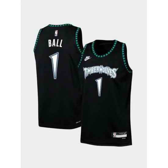 Men Minnesota Timberwolves  1 Lamelo Ball Black 2025 26 Classic Edition Stitched jersey