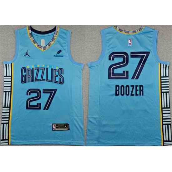 Men Memphis Grizzlies  27 Cameron Boozer Blue 2026 Draft Statement Edition Stitched Jersey