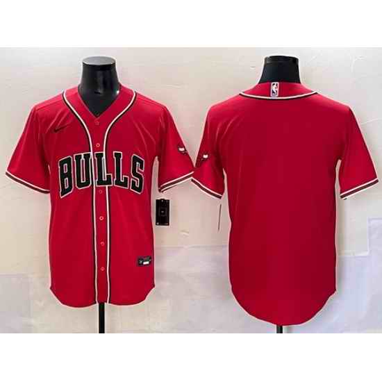 Men Chicago Bulls Blank Red Cool Base Stitched Baseball Jersey