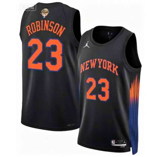 Men New Yok Knicks 23 Mitchell Robinson Black 2026 Final Patch 2025 26 Statement Edition Stitched Basketball Jersey