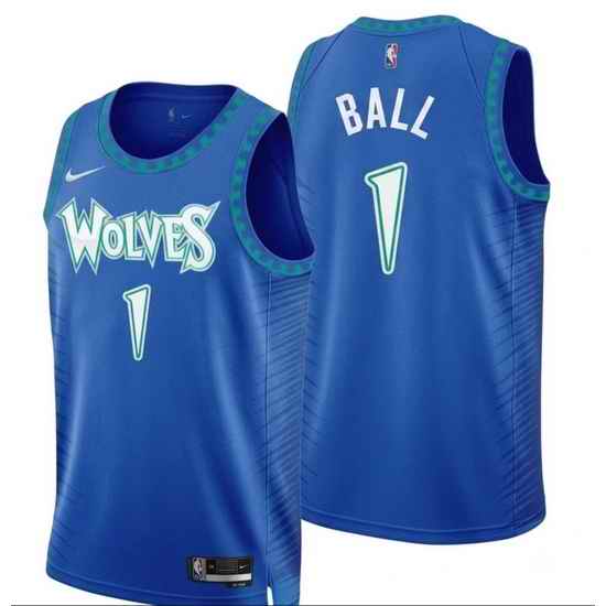 Men Minnesota Timberwolves LaMelo Ball #1 Light Blue Stitched NBA Jersey