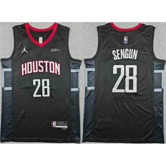 Men Houston Rockets 28 Alperen Sengun Black Statement Edition Stitched Jersey