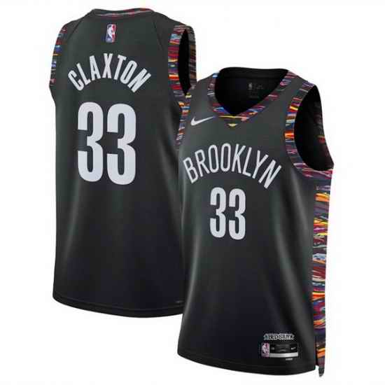 Men Brooklyn Nets 33 Nic Claxton Black 2025 26 City Edition Stitched Basketball Jersey