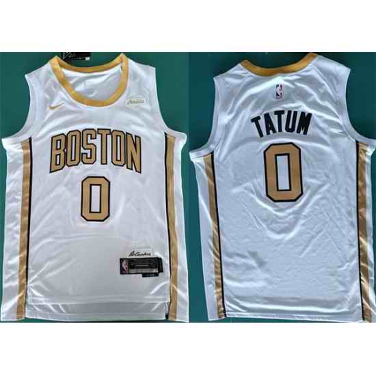Men Boston Celtics 0 Jayson Tatum White Stitched Basketball Jersey