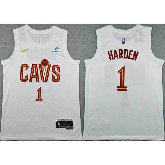 Men Cleveland Cavaliers  1 James Harden White 2026 Association Edition Stitched Stitched Jersey