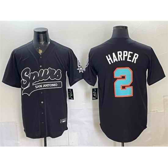 Men San Antonio Spurs  2 Dylan Harper Black Stitched Baseball Jerseys