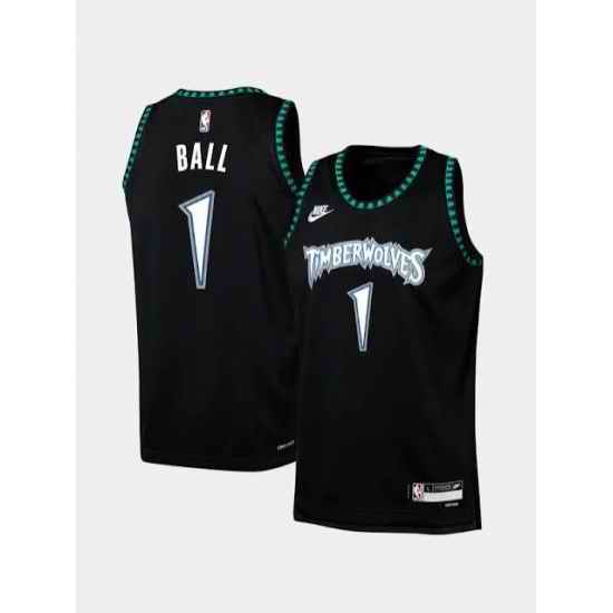 Men Minnesota Timberwolves  1 Lamelo Ball Black 2025 26 Classic Edition Stitched jersey
