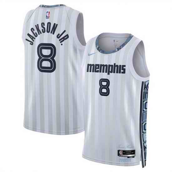 Men Memphis Grizzlies 8 Jaren Jackson Jr  White 2025 26 City Edition Stitched Basketball Jersey