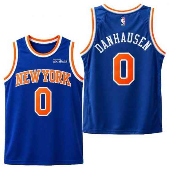 Men New York Knicks Danhausen #0 Blue Stitched Basketball Jersey