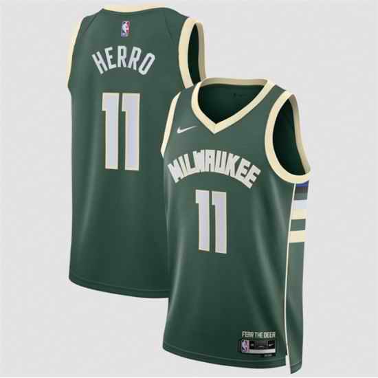 Men Milwaukee Bucks  11 Tyler Herro Green 2026 Icon Edition Stitched Basketball Jersey
