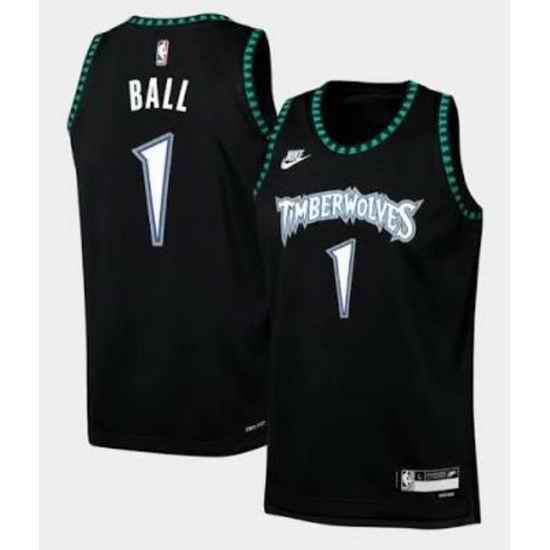 Men Minnesota Timberwolves LaMelo Ball #1 Black Stitched NBA Jersey