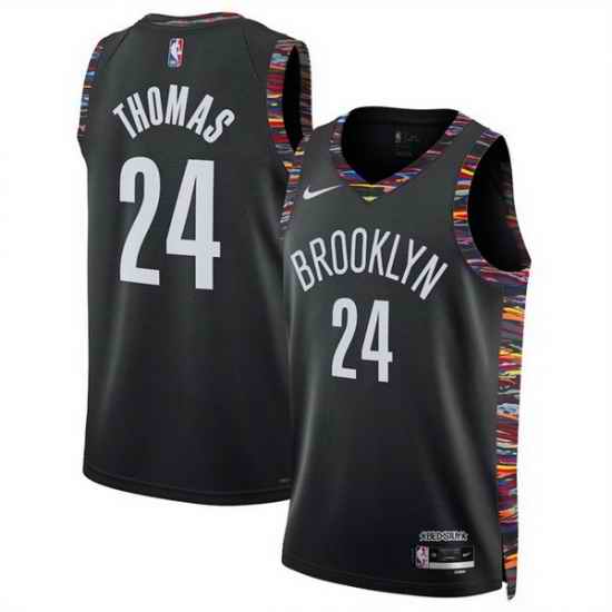 Men Brooklyn Nets 24 Cam Thomas Black 2025 26 City Edition Stitched Basketball Jersey