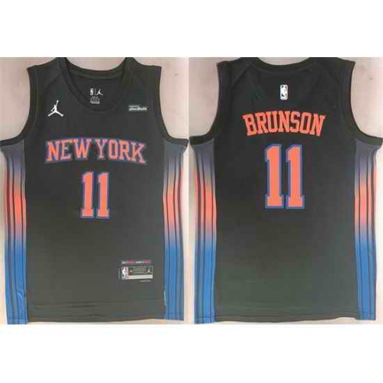 Men New Yok Knicks 11 Jalen Brunson Black 2025 26 Statement Edition Stitched Basketball Jersey