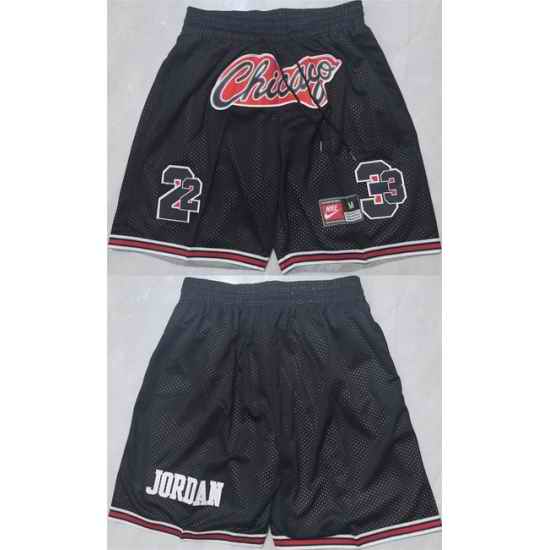 Men Chicago Bulls  Michael Jordan Black Shorts001  Run Small