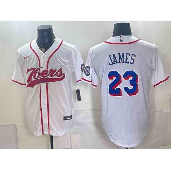 Men-s-Philadelphia-76ers--23-LeBron-James-White-Cool-Base-Stitched-Baseball-Jersey-579-72468
