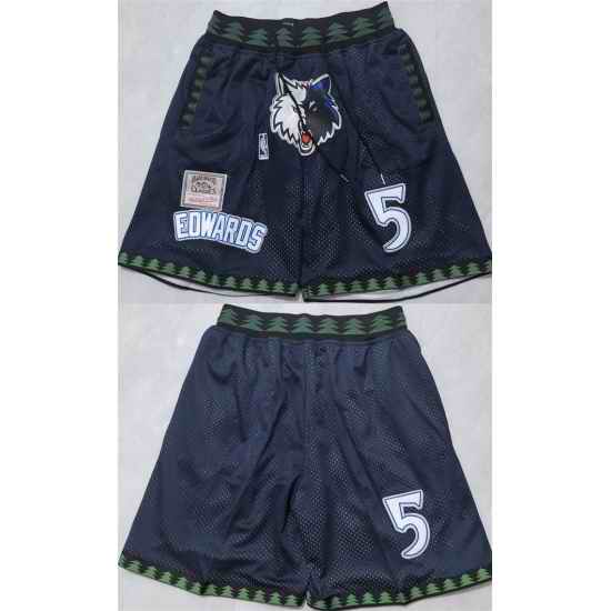 Men Minnesota Timberwolves  5 Anthony Edwards Black Shorts