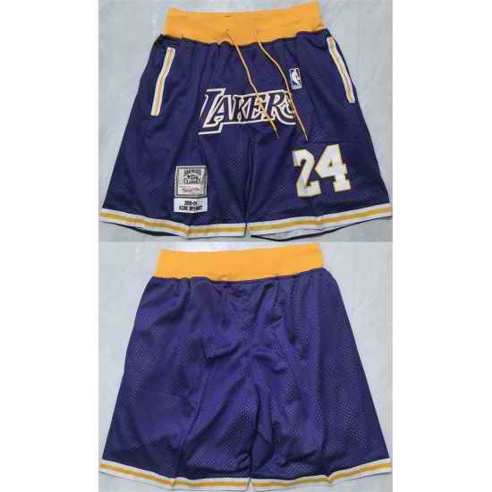 Men Los Angeles Lakers  24 Kobe Bryant Purple 2026 Shorts