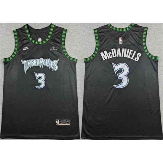 Men Minnesota Timberwolves 3 Jaden McDaniels Black 2025 26 Classic Edition Stitched jersey