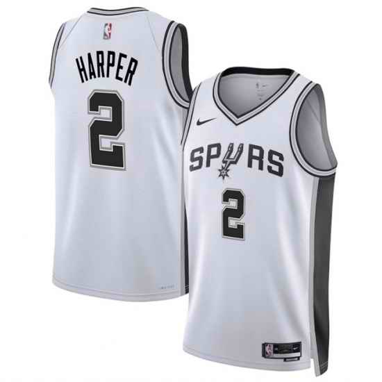 Men San Antonio Spurs 2 Dylan Harper White 2025 Draft Association Edition Stitched Basketball Jersey