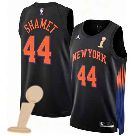 Men New Yok Knicks 44 Landry Shamet Black 2026 Champions Patch City Edition Stitched Basketball Jersey