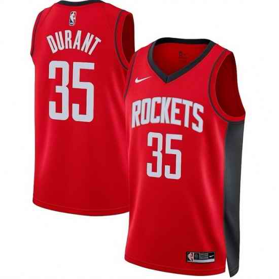 Men Houston Rockets 35 Kevin Durant Red Icon Edition Stitched Jersey